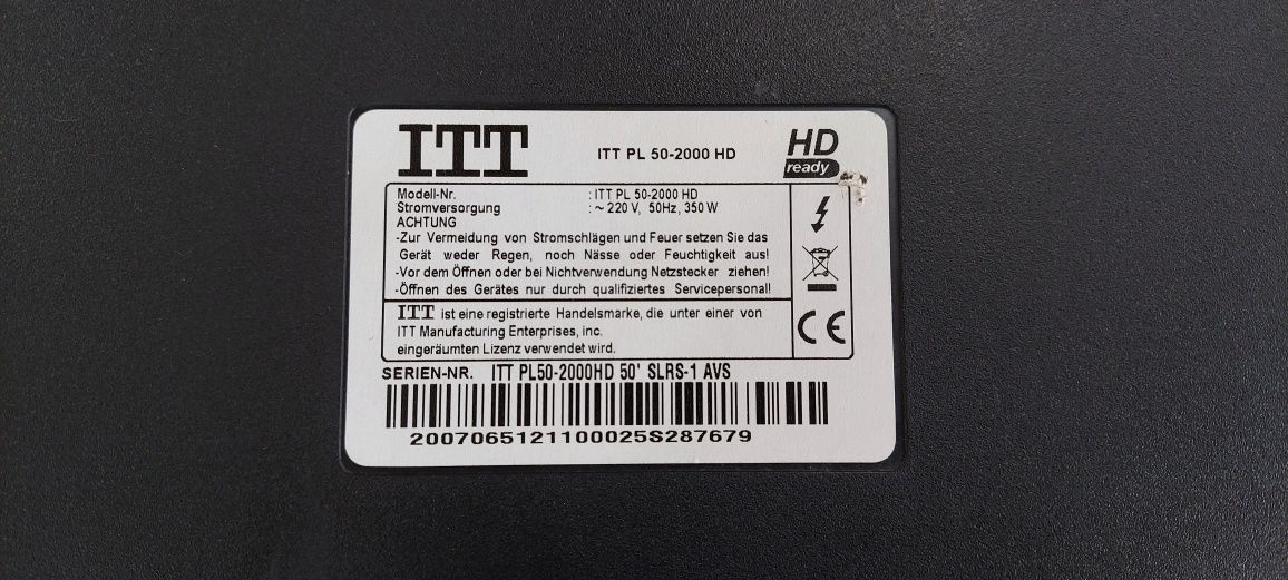 Телевiзор PLASMA ITT m:ITT PL50-2000 HD