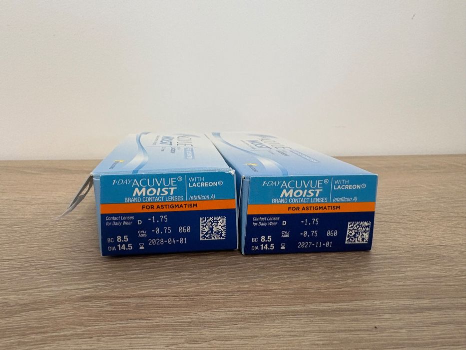 Soczewki 1-DAY ACUVUE MOIST Astygmatyzm -1.75 -0.75, 46 szt.