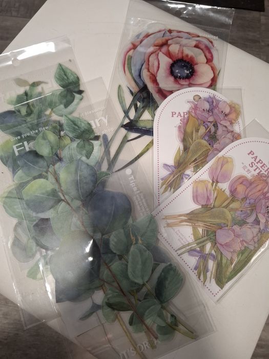 scrapbooking 5 szt. Kwiaty maki liście