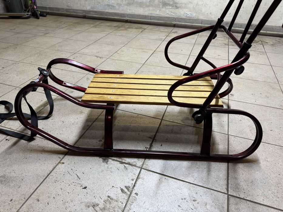 Санки дитячі зі спинкою та ручкою