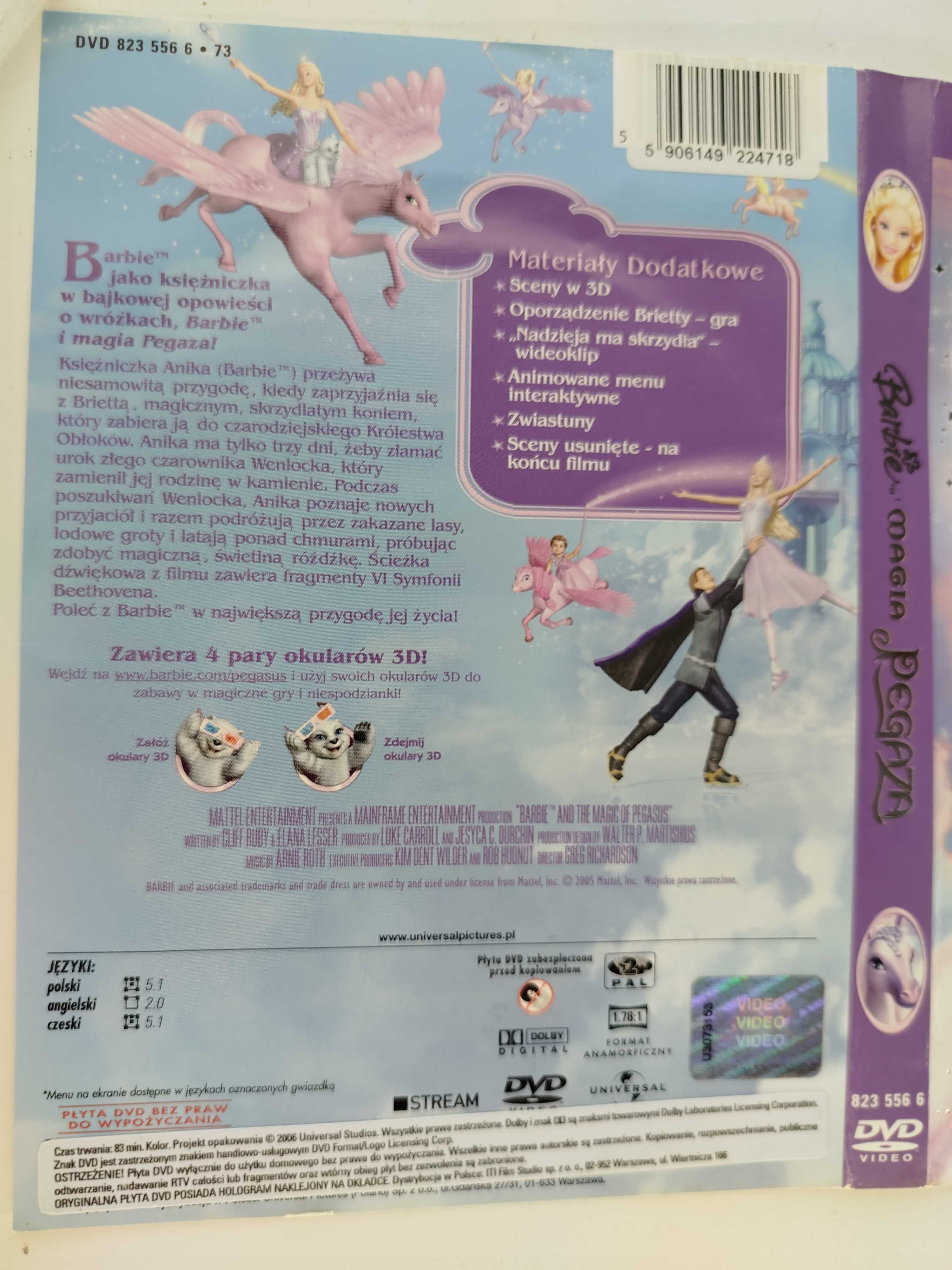 Barbie Magia Pegaza DVD 3D dla dzieci