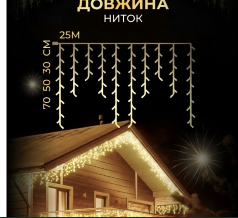 Гірлянда бахрома 12 метрів