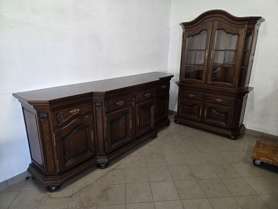 Jadalnia dębowa komoda witryna stół 6 krzeseł meble holenderskie