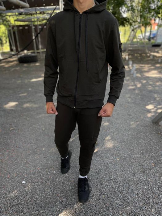 Костюм чоловічий на флісі зіп худі і штани Стоне