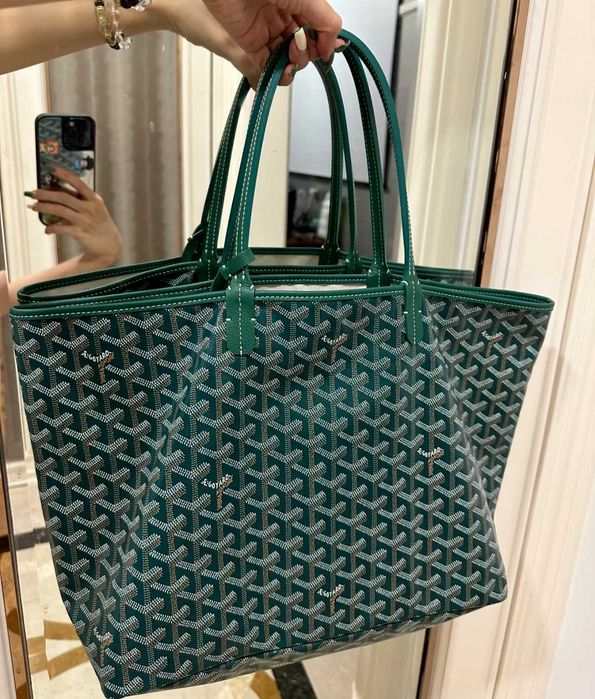 Goyard Saint Louis – Zielona Torba Shopper w Rozmiarze Średnim