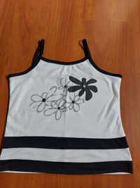 Crop top biało czarny XL