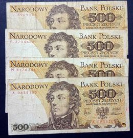 Banknoty PRL 500 1974