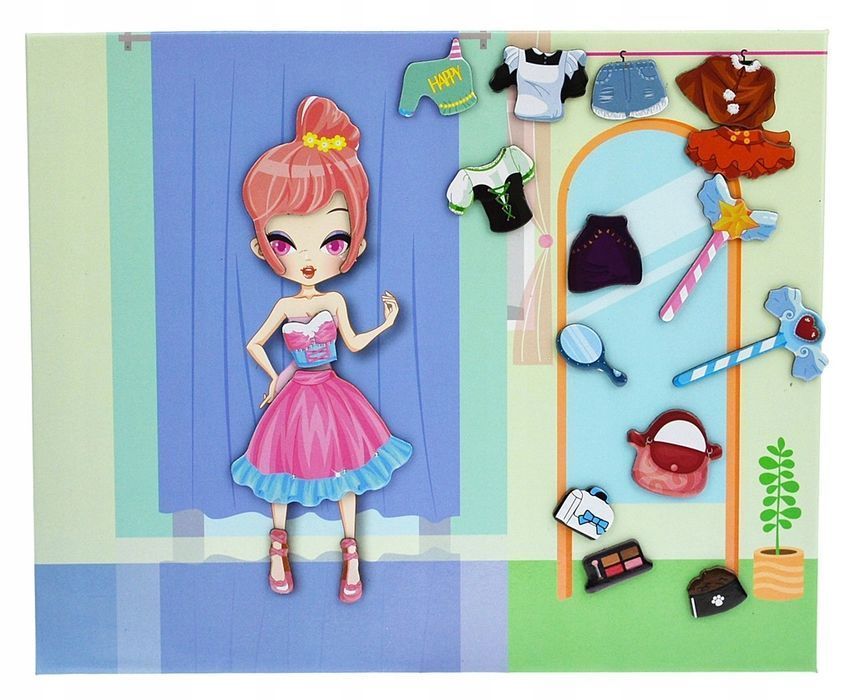 Układanka Magnetyczna Tablica Moda Ubieranka Klocki Puzzle Magnetyczne