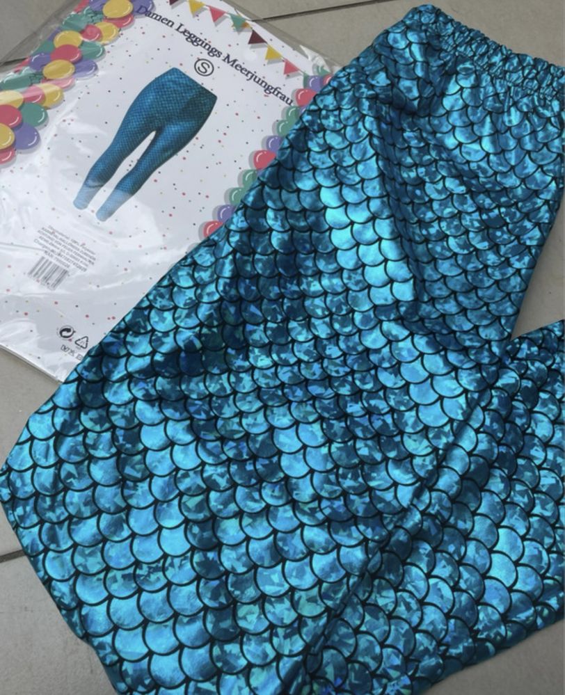 Kostium stroj dodatek Legginsy holograficzne roz.S mermaid disco lata