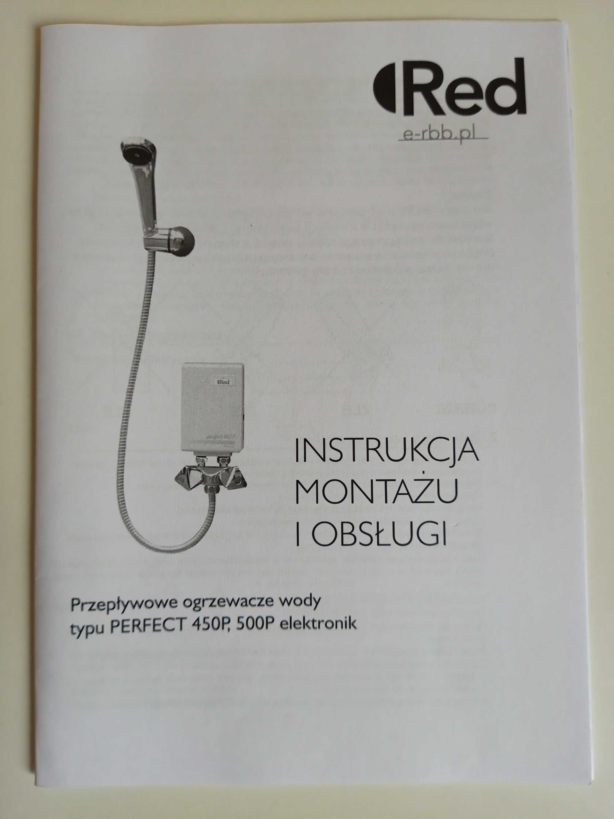 Przepływowy ogrzewacz wody Red Perfect 450P,500P elektronik