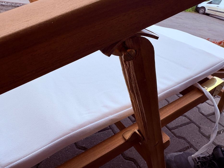 Leżak tarasowy z podnóżkiem lite drewno akacjowe lekko uszkodzony