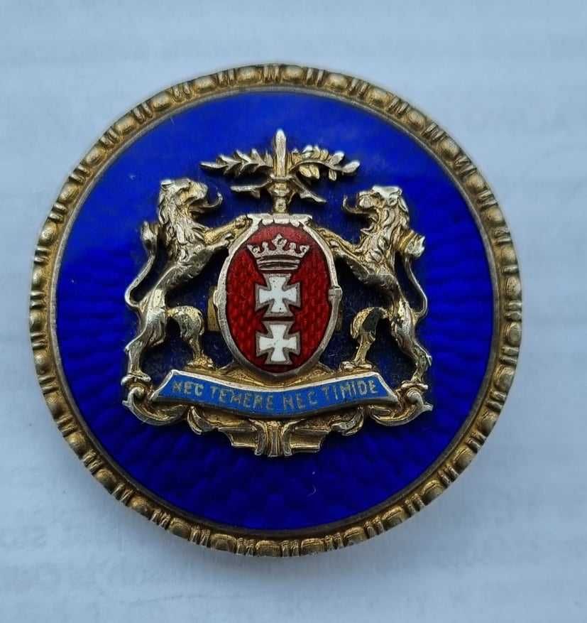 Gdańsk Danzig odznaka honorowa miasta do 1939 r srebro emalia