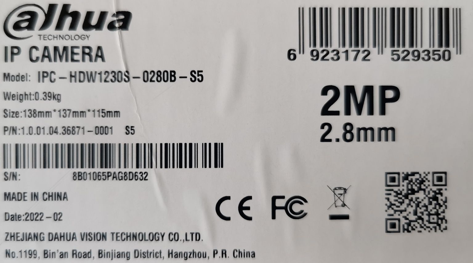 Kamera IP Dahua IPC-HDW1230S 2mp