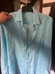 Camisa de linho slim fit massimo dutti turquesa