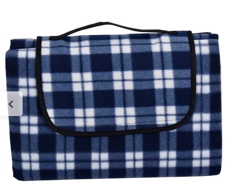 Koc piknikowy 150x200 nowy granat krata