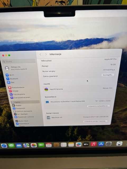MacBook Pro 16 M1 PRO Dysk 1TB 16gb A2485 FV23% Space Gray Szczecin