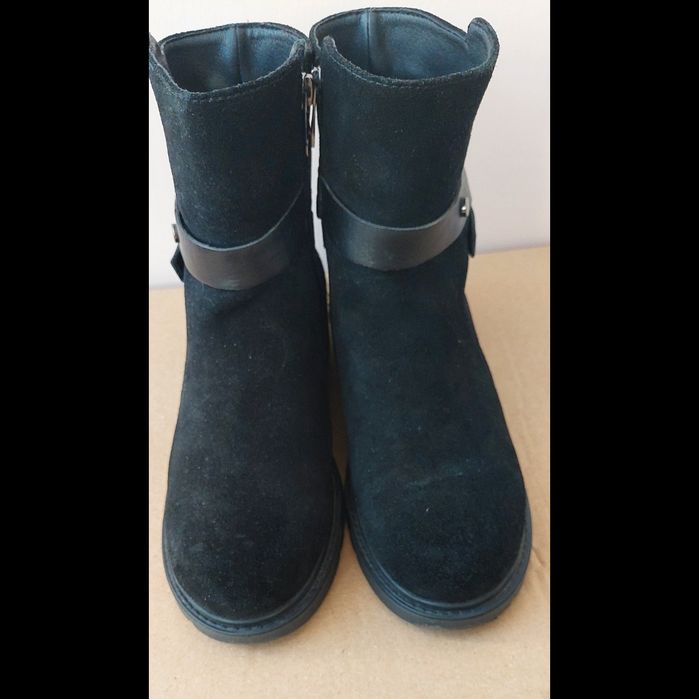 Жіночі зимові чоботи черевики замша 38 розмір 24 см ботинки зимние кож