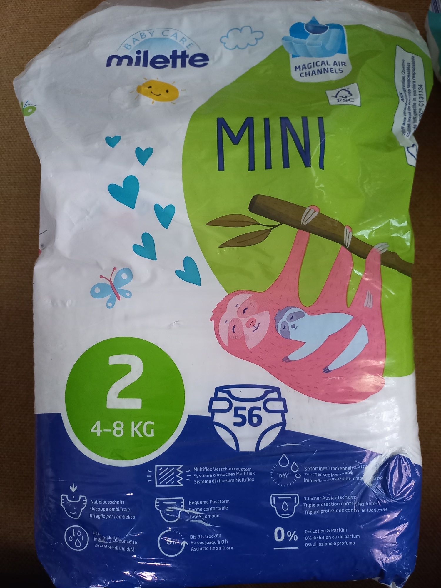 Памперси Baby care milette mini 2 (4-8 kg)