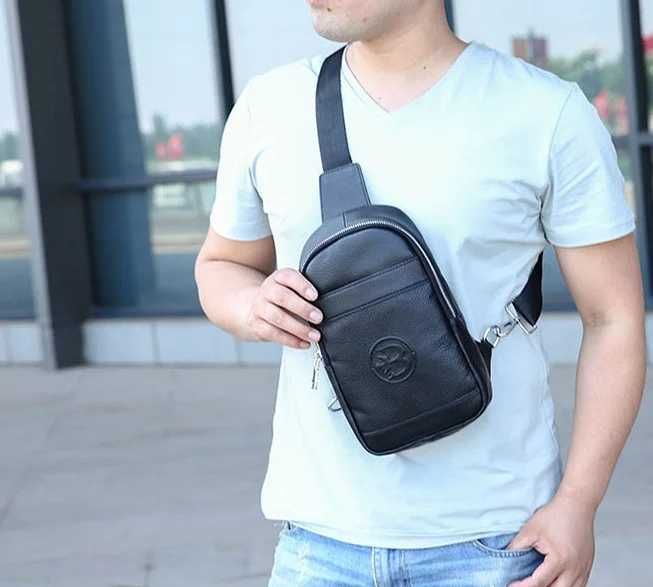 Чоловіча сумка мужская барсетка на груди натуральна шкіра Feidikabolo
