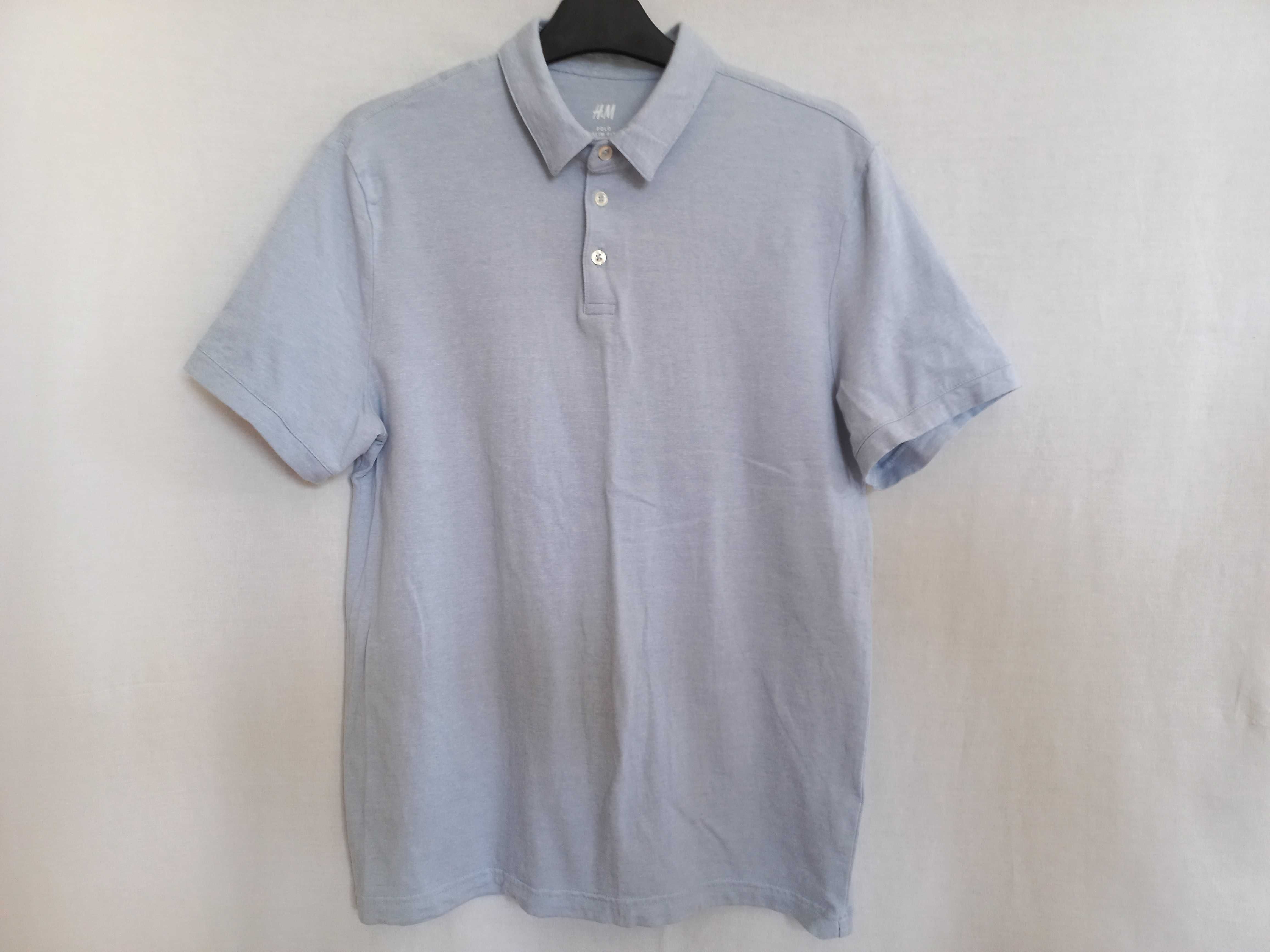 koszulka POLO niebieski melanż r. M Slim Fit H&M unisex NOWA