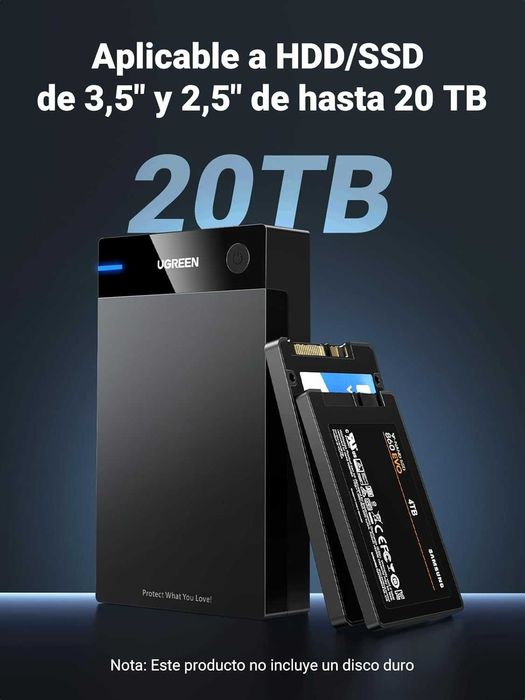 UGREEN Capa de disco rígido SATA SSD de 3,5" suporta até 20TB