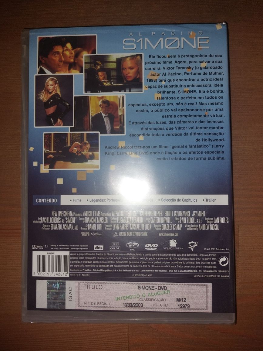 DVD NOVO e SELADO - " S1mOne " 2002 Al Pacino