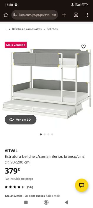 Cama beliche três camas