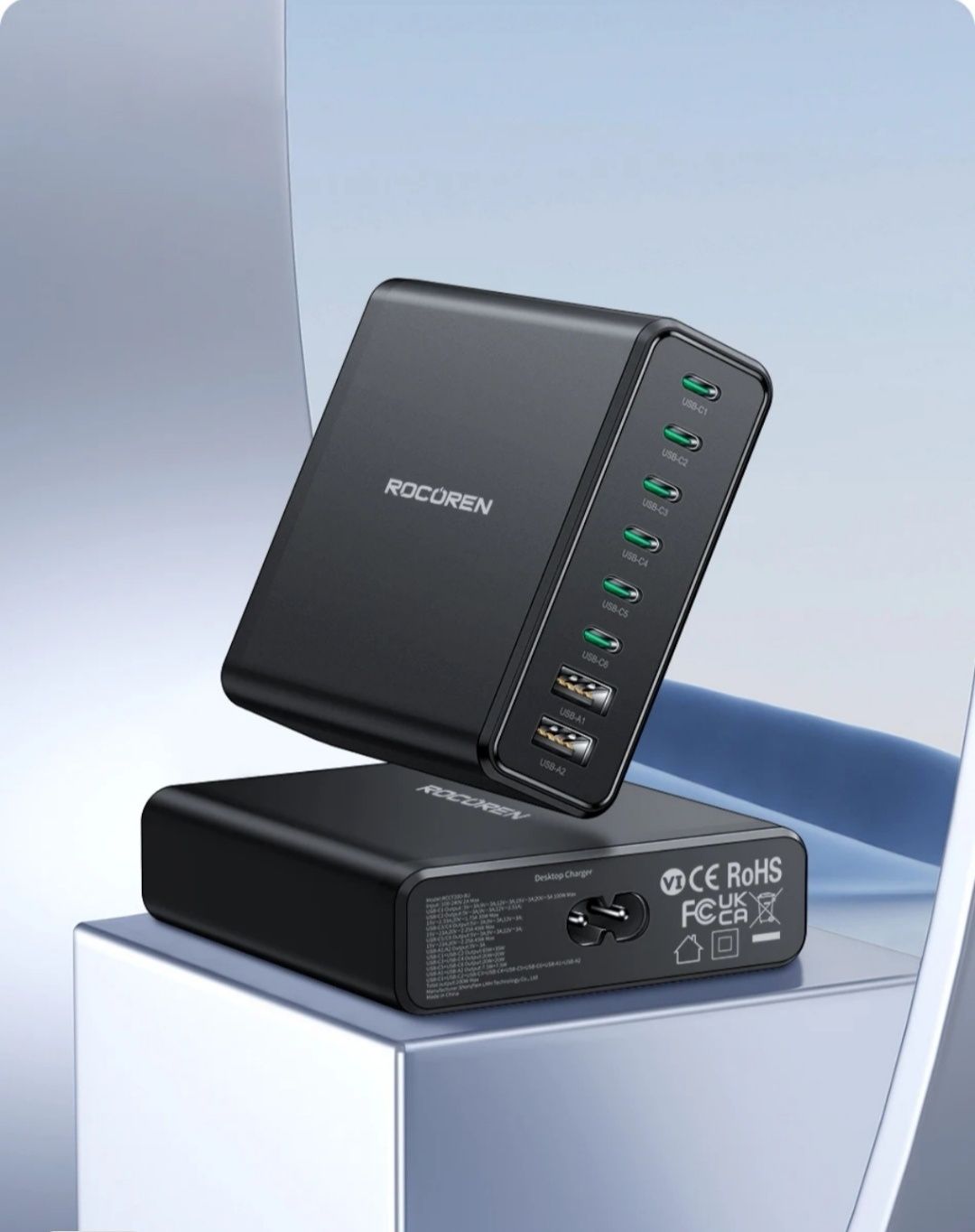 Rocoren 200W 8 w 1 wieloportowa szybka ładowarka USB typu C PD do komp