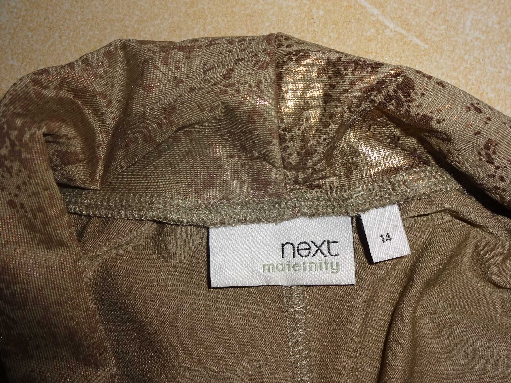 NEXT Maternity błyszcząca złota narzutka bluzka kardigan OKAZJA 42