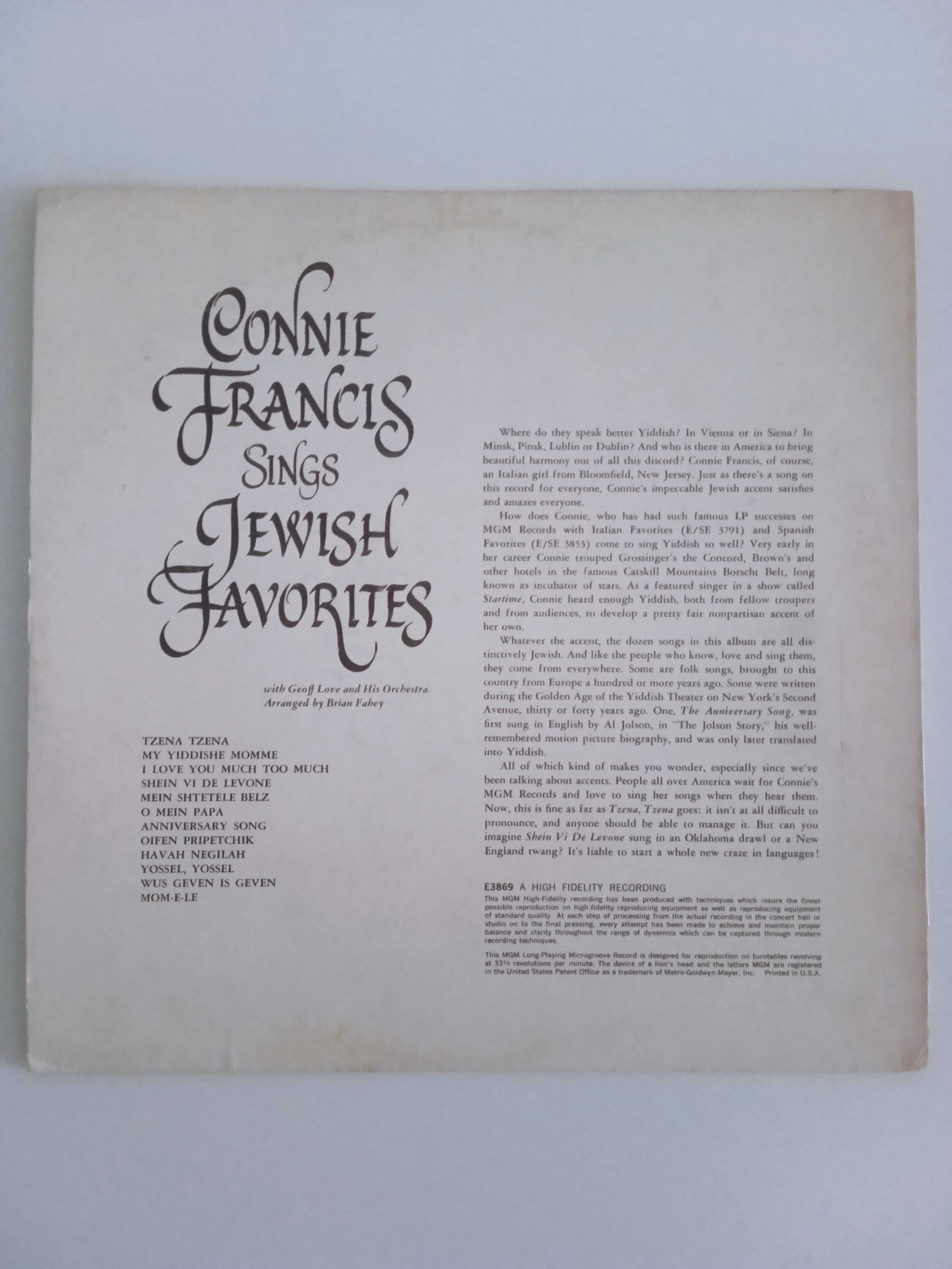 Виниловая пластинка LP Connie Francis – Sings Jewish Favourites