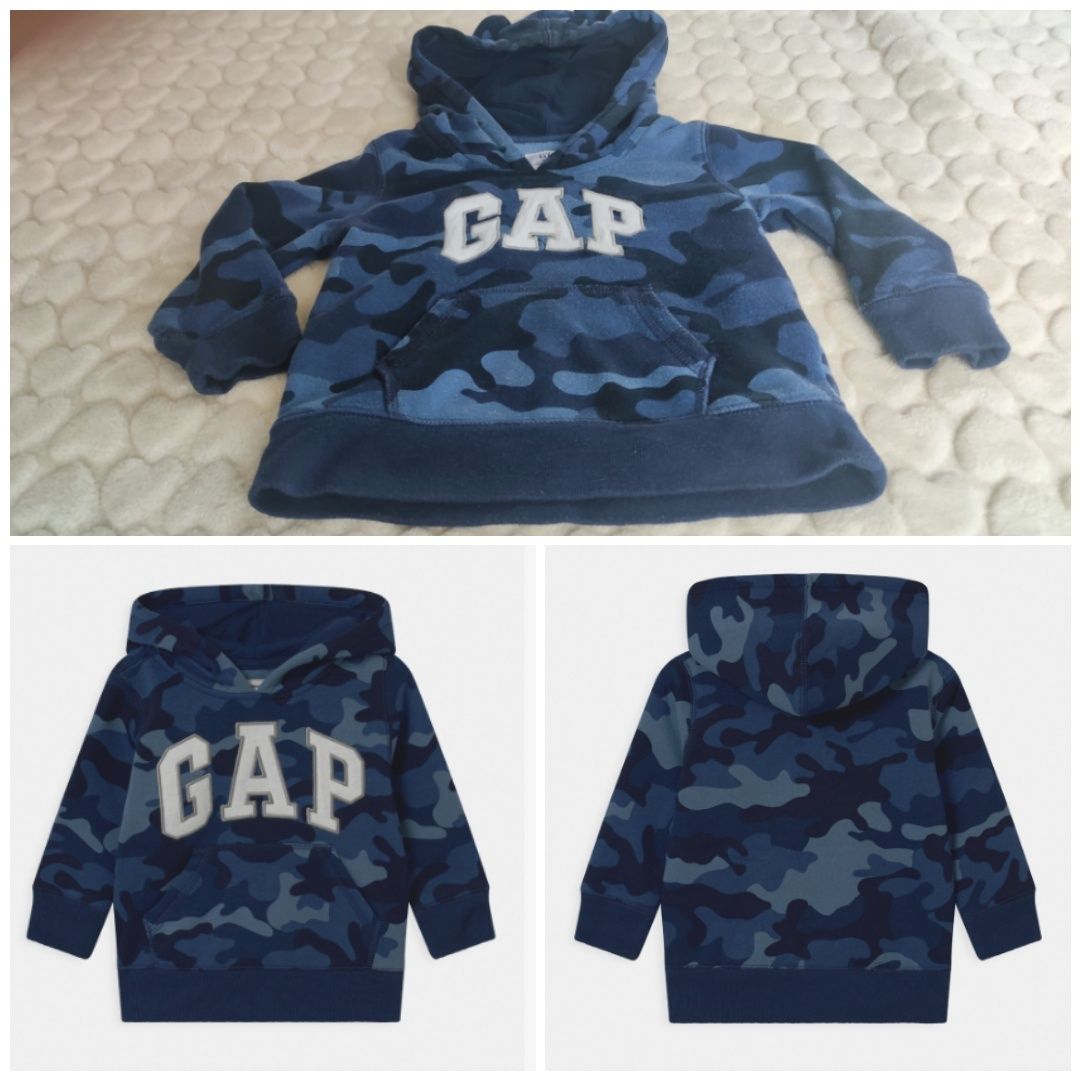 Gap toddler boy bluza z kapturem blue military niebieska 18-24 mies.