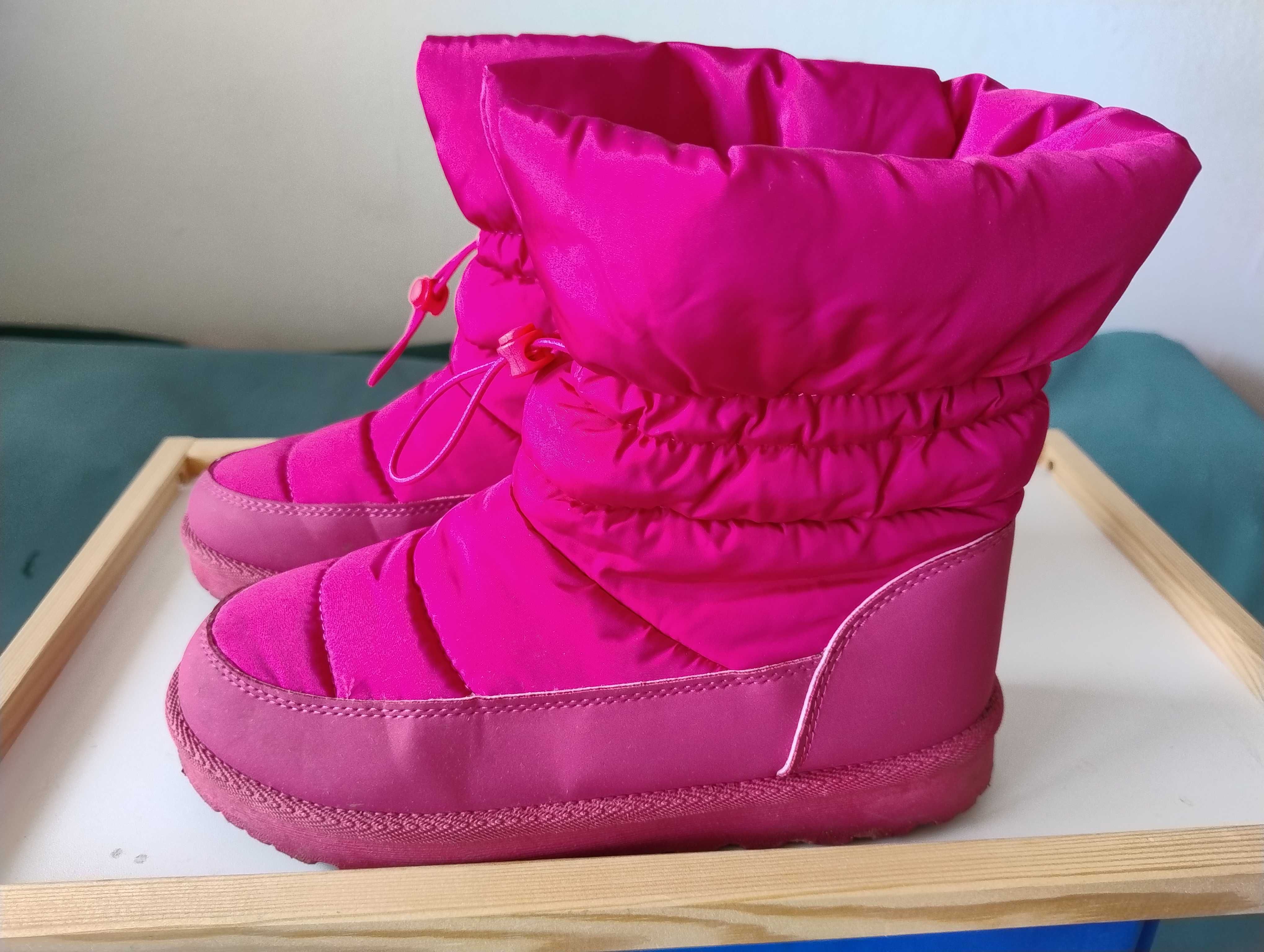 Buty botki ocieplane czarne skóra trzewiki r. 39 wkł. 24 cm, botki 37
