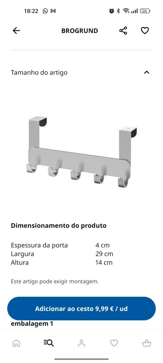 Cabide de porta ikea