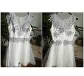 Srebrna sukienka mini tiulowa haft haftowana xs 34 why not  cekinowa