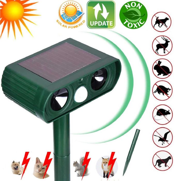 Solarny ultradźwiękowy odstraszacz ptaków kotów zwierząt
