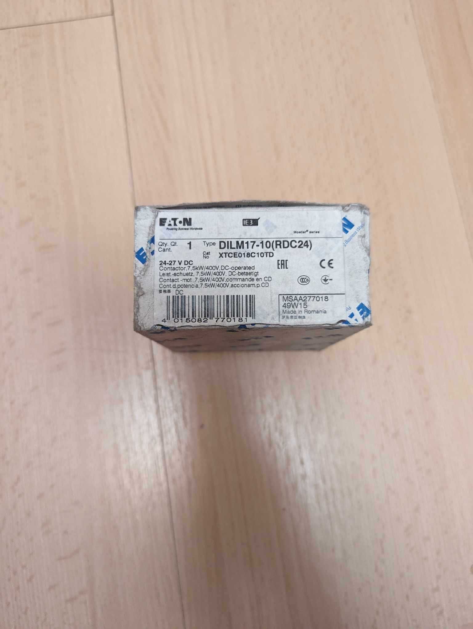 EATON DILM17-10(RDC24) Stycznik mocy 17A 3P 24V 7.5kW/400V/AC3 
277018