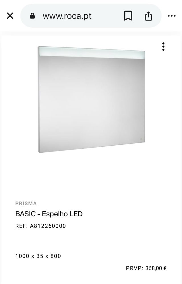 Espelho Roca rectangular led, sem marcas de uso, como novo