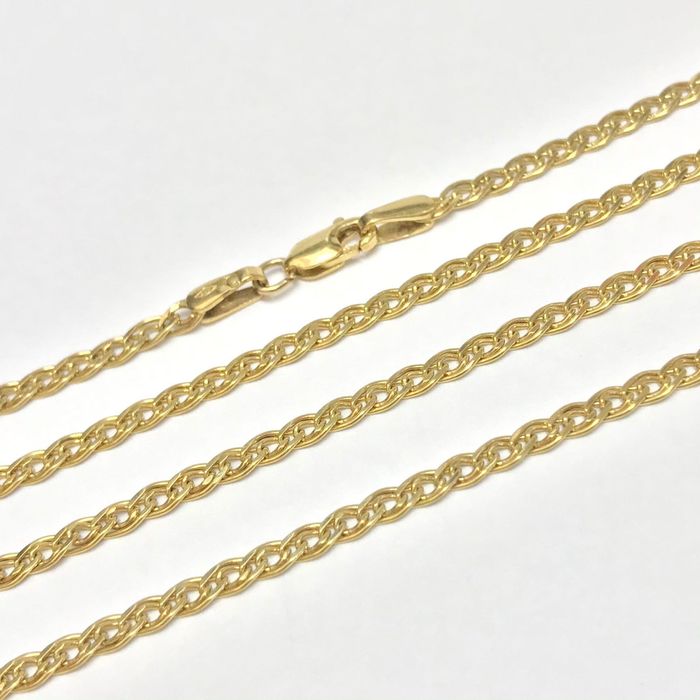 Złoty łańcuszek na KOMUNIĘ ŚWIĘTĄ 8K PANCERKA 45cm