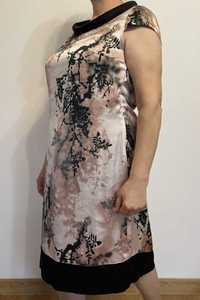 Elegancka suknia z motywem florystycznym w stylu azjatyckim - L (40)