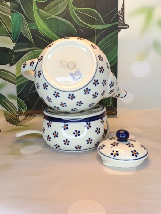 Imbryk ceramiczny Bolesławiec 1,5L + podgrzewacz Ceramika Bolesławiec