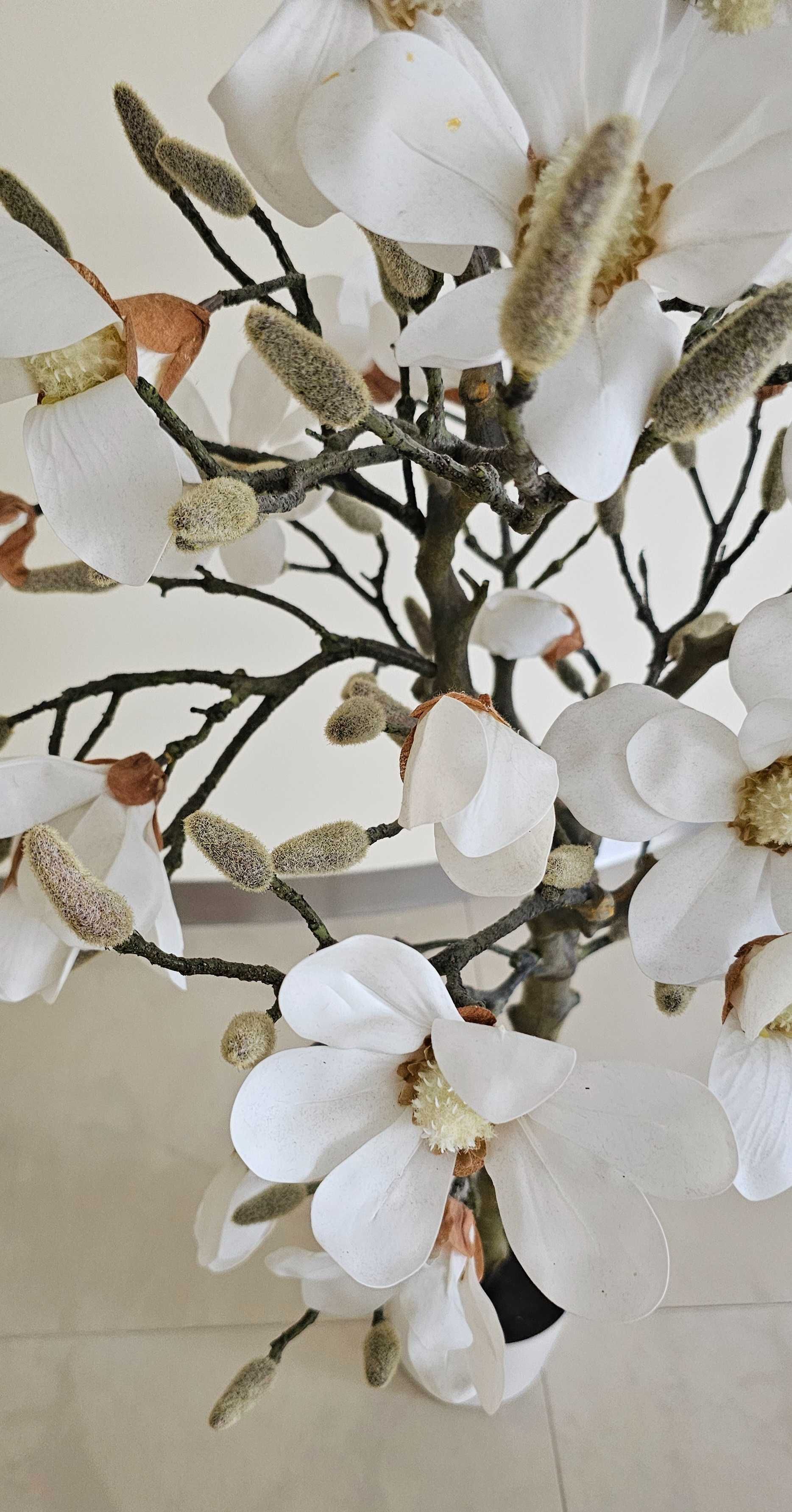 Drzewko Magnolia duże 110 cm białe stuczne