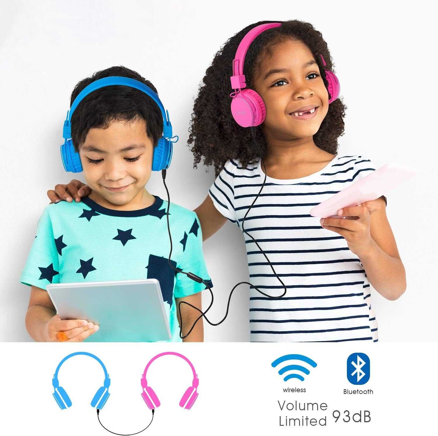 Termichy X2 bezprzewodowe Słuchawki Bluetooth dla dzieci AUX FM różowe
