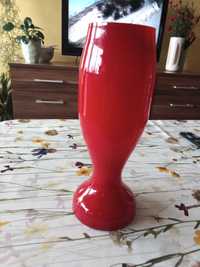 PRL wazon szkło dwuwarstwowe czerwony wys 31 cm