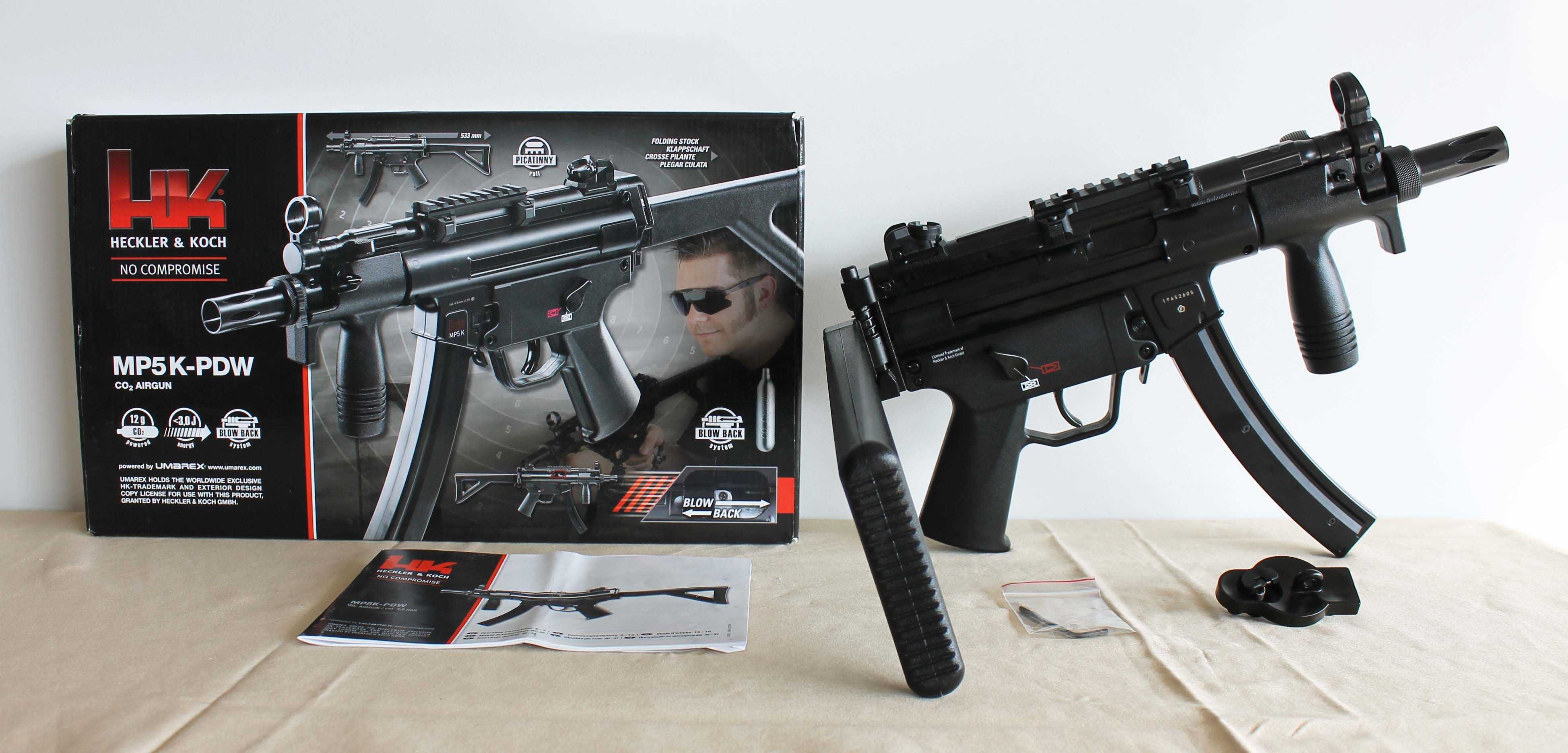 Pistola-metralhadora HK MP5K PDW pressão de ar Blowback de 4.5mm a CO2