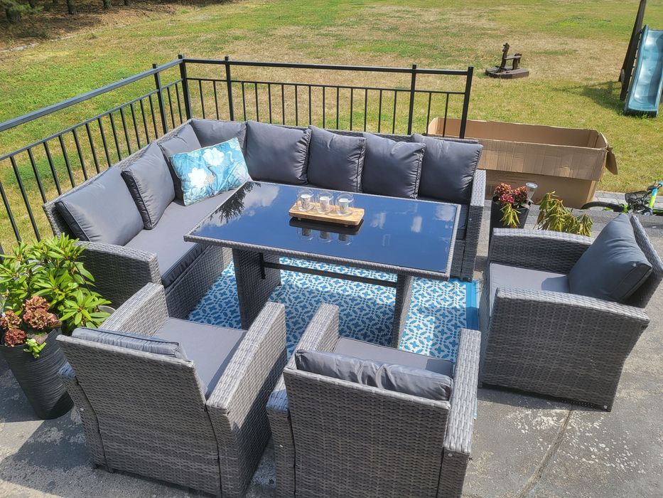 Zestaw Mebli Ogrodowych Technoratan Nowe 100% narożnik 3 fotele stół