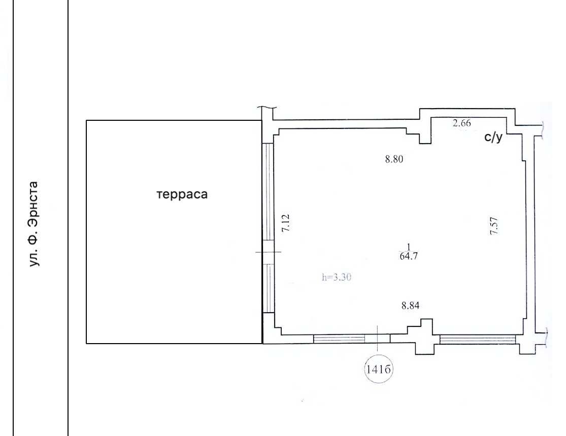 Продажа фасадното торгового помещения 64 кв.м. Без комиссии.