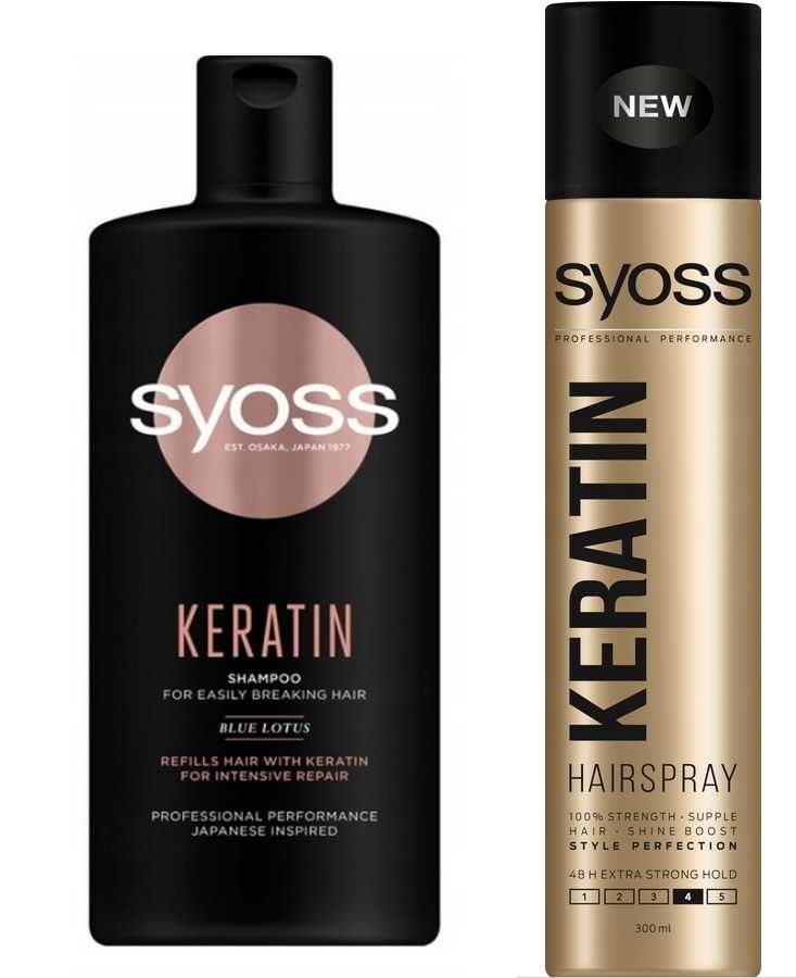 Zestaw Syoss Keratin szampon do włosów 500ml+lakier do włosów 300ml