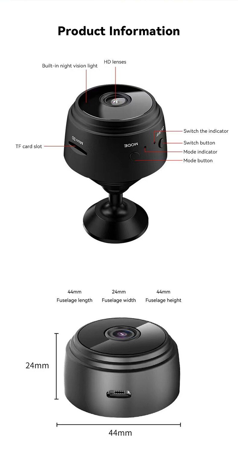 Ult. Unidades! Só 6,99! Mini camera de vigilância com Wi-Fi e fixação!