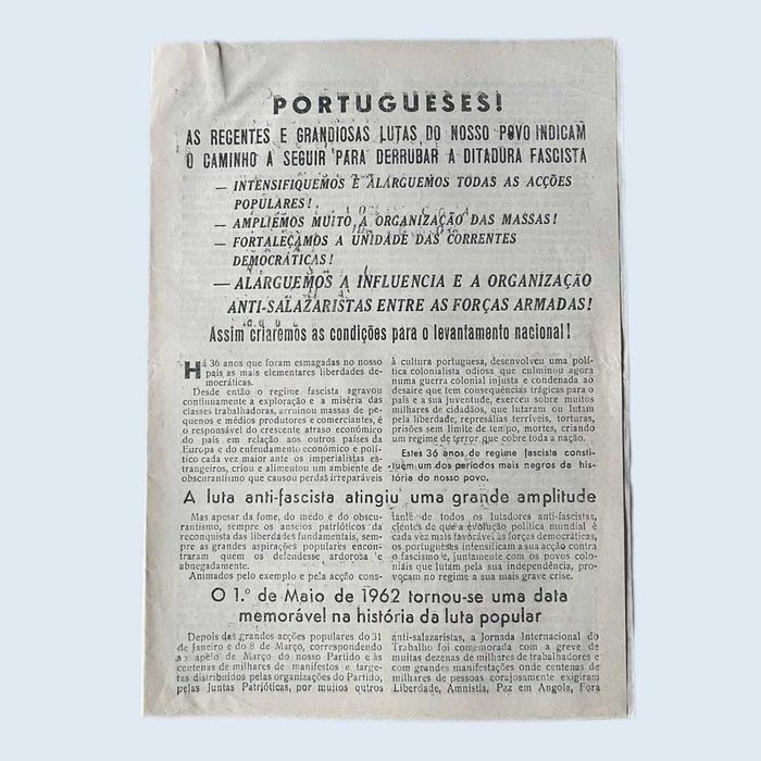 Folheto Propaganda Clandestina PCP 1962