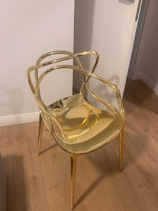 Kartell Masters – złote krzesło designerskie, używane, stan bdb